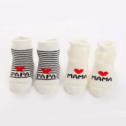 Infant Baby Cotton Socks Kids Papa Mama Heart Stripe Soft Socks