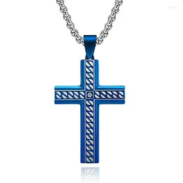 Chains Fashion Titanium Steel Corrosion Chain Stripe Cross Necklace Original Stainless Three-dimensional Men Pendant