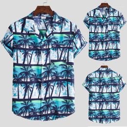 Men's T Shirts Men's T-Shirts Summer Holiday Short Sleeve Printing Hawaiia Casual T-shirt Fashion Turn-down Collar Men Simple Wild