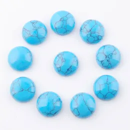 Natural Stone Turquoises Cabochon 12mm For Jewelry Making Flat Back Fit Round Cameo Stud Earring Accessories Craft U3255