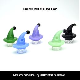 Coloured Cyclone Glass Carb Cap Smoking Accessories New Vortex 25mm OD with air hole For Quartz Banger Bowl dab oil rigs bong