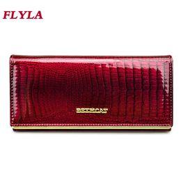 Wallets 2022 New Luxury Genuine Leather Wallet Women Long Card Holder Purse Ladies Money Bags odile Pattern Wallet for Women L221101