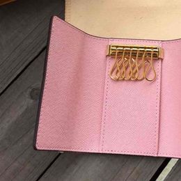 High quality new women men classic 6 key holder cover keychain men with box dust bag card key ring 4FKRn3157