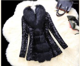 Women's Fur Manteau High Quality Mink Femme Furs Collar Coats Womens Thick Warm Faux Coat Plus Size 7XL 9XL WXF054
