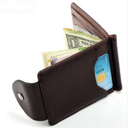 Korea fashion Brown grey color Money clips high quality leather men wallets hasp mini purses vintage men wallet255M