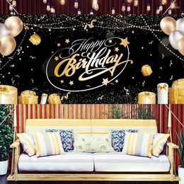 Party Decoration 30 40 50 Black Gold Birthday Background Banner Happy Glitter Po Booth Backdrop Hanging Flag