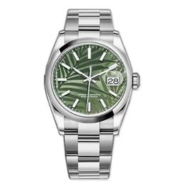 Smooth Bezel Watches Green Dial Steel Mens 36mm Sapphire Glass Watch Automatic Mechanical Stainless