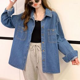 Women's Blouses Women Casual Tops Jackets 2022 Outwear Denim Korean Loose Shirt Female Long Sleeve Camisas De Mujer 891B