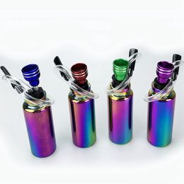 Cool Pipes Rainbow Glass Waterpipe Filter Silver Screen Dry Herb Tobacco Bong Bong Down Stem Metal Bowl Handpipes Cigarette Holder Mini Hookah Shisha factory outlet