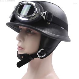 Motorcycle Helmets Vintage Helmet Retro Xxl Leather Cycling Dot Approved Punk Safety With Goggles Motocross Scooter B