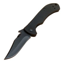 KS CQC-2K 6024BLK Folding Knife 8Cr13Mov Black Drop Point Blade G10 with Stainless Steel Handle EDC Pocket Folder Knives
