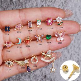 Stud Earrings 1PC Fashion Jewelry Cute Flower Love Heart Animals Zircon Tragus Piercing For Women Cartilage Earring