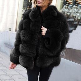 Women's Fur Mink Coats Women 2022 Winter Top Fashion Pink Thick Warm Outerwear Fake Woman Jacket FAUX Coat Elegant S-4XL