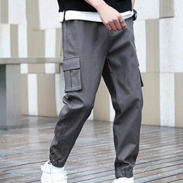 Men's Pants Harem Trousers Plush Lining Male Mid Waist Lace-up Cargo