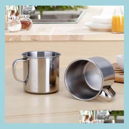 Mugs 250Ml 304 Stainless Steel Coffee Tea Mug Cup Cam Travel Diameter 7Cm Beer Milk Espresso Insated Shatterproof Children Drop Deli Dhlc3