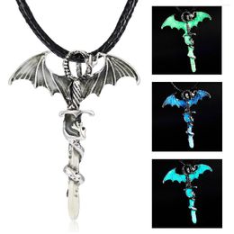 Pendant Necklaces Vintage Magic Steampunk Glowing Luminous Punk Dragon Pendants Mens Jewelry Glow In The Dark Necklace