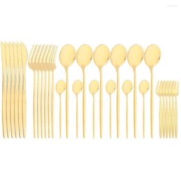 Dinnerware Sets 30 Pieces Kitchen Tableware Gold Stainless Steel Cutlery Set Colorful Fork Spoons Knife Gift