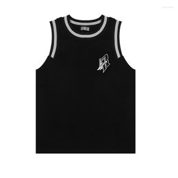 Men's T Shirts REP Vintage Ribbon Stitching Sleeveless Embroidery Mesh Vest High Street Loose Casual Breathable Sports Basketball Male Tee