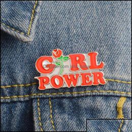 Pins Brooches Pins Jewellery Girl Women Power Enamel Pin Feminism Brooch Feminist Badge Denim Jeans Lapel Clothes Cap Bag Cre Otqxj