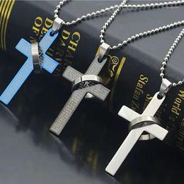 Pendant Necklaces Men Women's Jewellery Punk Stainless Steel Cross Necklace Ball Chain Wild Collarbone Choker