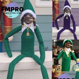 Decorative Objects Figurines Snoop On A Stoop Christmas Elf Doll Spy Bent Toys Festival Party Decor Home Resin Ornaments Figurines Dhmp0