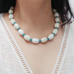 Choker Lii Ji Natural Stone Necklace White Howlite Turquoises Women Jewellery Gift 50cm