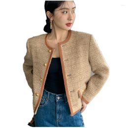 Women's Jackets 2022 Autumn Winter Temperament Single-Breasted WoolenOutwerwear French Vintage Small Fragrance Women Patchwork Tweed Short