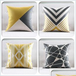 Cushion/Decorative Pillow Throw Pillow Ers Soft Silk Satin Cushion Er Decorative Square Case Couch Bed 18X18 Inch Cotton Linen Home Dhe57