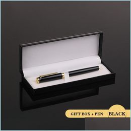 Ballpoint Pens Ballpoint Pens Metal Pen Gift Set 0 5 Mm Black Luxury Custom Logo Advertising Ball For School Student Stationery Offi Dhsi8