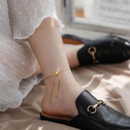 Anklets Adjustable Slider Snake Chain Bracelet Bangle For Girls Women Stainless Steel Jewelry Findings Rose Gold Silver Color Minimalist