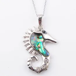 Natural Colourful New Zealand Abalone Shell Pearl Pendant Necklace Hippocampus Beads Women Charms Reiki Jewelry N3649