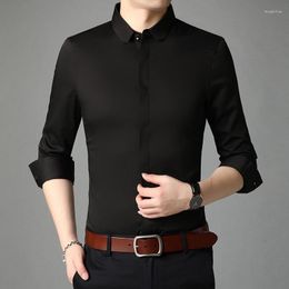 Men's Dress Shirts Regular-Fit Long-Sleeve Men's Solid Colour Casual Poplin 2023 Autumn Top Quality Slim Fit Business Men Shirt