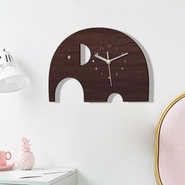 Wall Clocks Creative Elephant Wood Home Decoration Digital Display Hanging Clock Decorative Ornaments For Room Decor Crafts