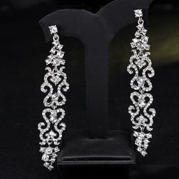 Dangle Chandelier Women Cz Zirconia Crystal Long Earring Bridal Chandelier Wedding Dangle Earrings Engagement Jewellery Accessories Dhkyk