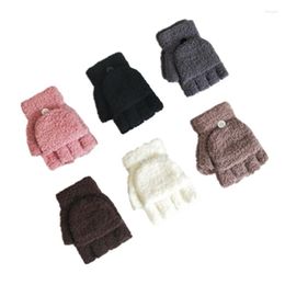 Hair Accessories Winter Children Thickened Warm Knitted Half-finger Clamshell Gloves Cute Boys And Girls Student Simple Plush 3-10 Years