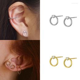 Hoop Earrings Clear Zircon Round For Women Geometric Tassel Chain O Pin Stud Diamond Korean Rock Party Jewelry Pendientes