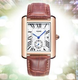 Roségold Silber Quadrat Quarzuhr Modeliebhaber Männer Frauen Tank Serie Damen Valentinstag Geschenk Luxus Leder Business klassische Atmosphäre Uhr Armbanduhr