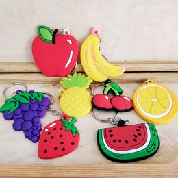 Simulated Fruit Keychain Creative Watermelon Strawberry PVC Bag Decoration Pendant Keyring RRA400