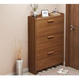 Clothing Storage Ultra Thin Shoe Cabinet Household Door Solid Wood Colour Flip Bucket Saves Space Chinese Lockers Simple Rack