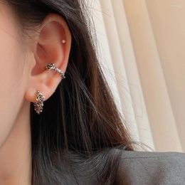 Backs Earrings 1PC Vintage Rose Conch Ear Clip For Women Silver Colour Fake Piercing Retro Y2k Jewellery Whollasale Dropship KCE007