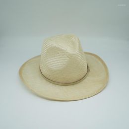Berets 202207-panshi-sisal Grass Handmade Patchwork High End Custom Style Summer Belt Fedoras Cap Men Women Panama Jazz Hat