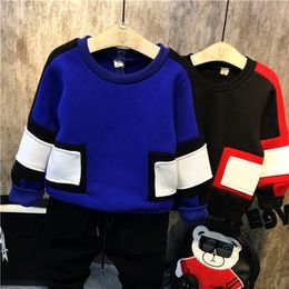 Pullover DFXD Children's Sweatshirts Fashion Winter Baby Boys Long Sleeve Stitching Thick Top Kids Cotton Clothes 2 7Years 221101