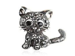 Cute Little Cat Brooches Pin Up Jewelry For Women Suit Hats Clips Antique Silver Jewelry gift