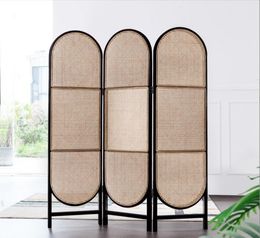 Rattan folding screens mobile screen foldings decoration partition porch hotel living room office rattans art screen