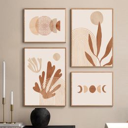 Canvas Painting Abstract Posters Boho Matisse Poster Coral Lines Beige Wall Art Printing Picture Bedroom Living Room Home Decor Frameless