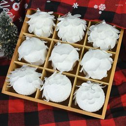 Party Decoration 3pcs/Box Christmas Tree Ornaments White Glitter Petal Shape Balls Foam Snow Ball Pendants Year Home Hanging Decor