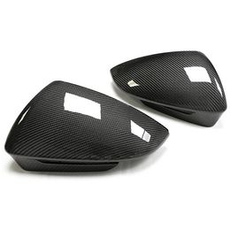 Car Side Mirror Cover Caps With Auxiliary Hole for Audi Q4 Q5 E-tron VW ID4 ID6 Carbon Fibre Rearview Wing Shell