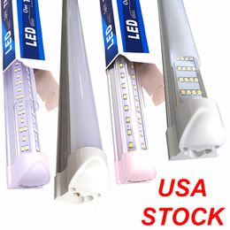 Stock in US 8ft led tube 144W Cool White 2400mm 8ft SMD2835 96pcs Super Bright Led Fluorescent Bulbs AC85-265V led tubes Crestech