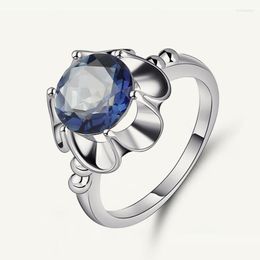 Cluster Rings Cluster Rings Gems Ballet 2 74Ct Natural Iolite Blue Mystic Quartz Flower Ring 925 Sterling Sier Engagement For Women Dhzj0