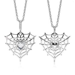 Pendant Necklaces Cool Fashion Spider Web Charm Couple For Women Men Heart Love Promise Wedding Anniversary Gifts Jewelry